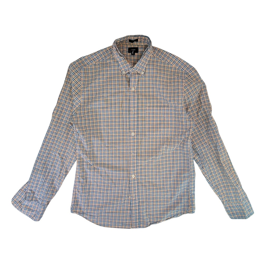 J Crew Slim Fit Plaid Button Down Shirt Men's Medium Cotton Orange Blue
